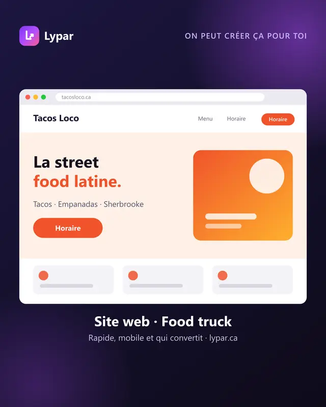 Exemple de site web pour food truck